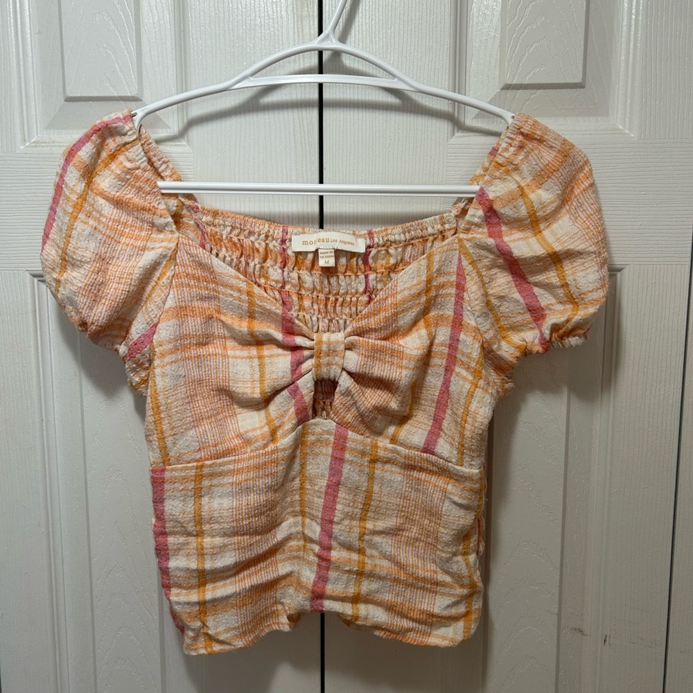 Plaid Puff Sleeve Top